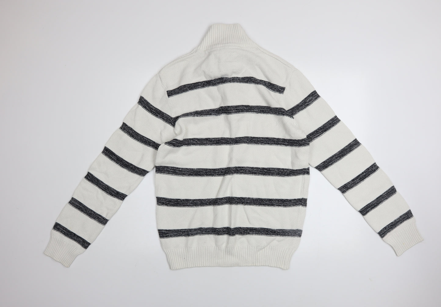 Armand Thiery Men’s White Striped Cotton Pullover Jumper L