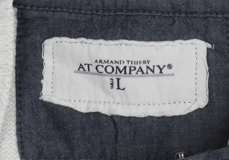 Armand Thiery Men’s White Striped Cotton Pullover Jumper L