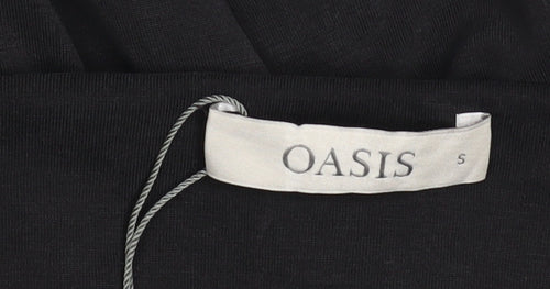 Oasis Women Black Bodycon Midi Dress Size S Sleeveless Zip Back