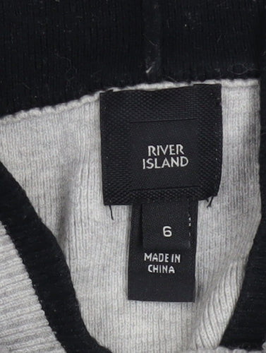 River Island Women Grey Sparkle Drawstring Hoodie Size 6