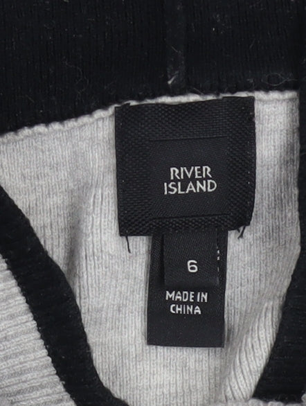 River Island Women Grey Sparkle Drawstring Hoodie Size 6