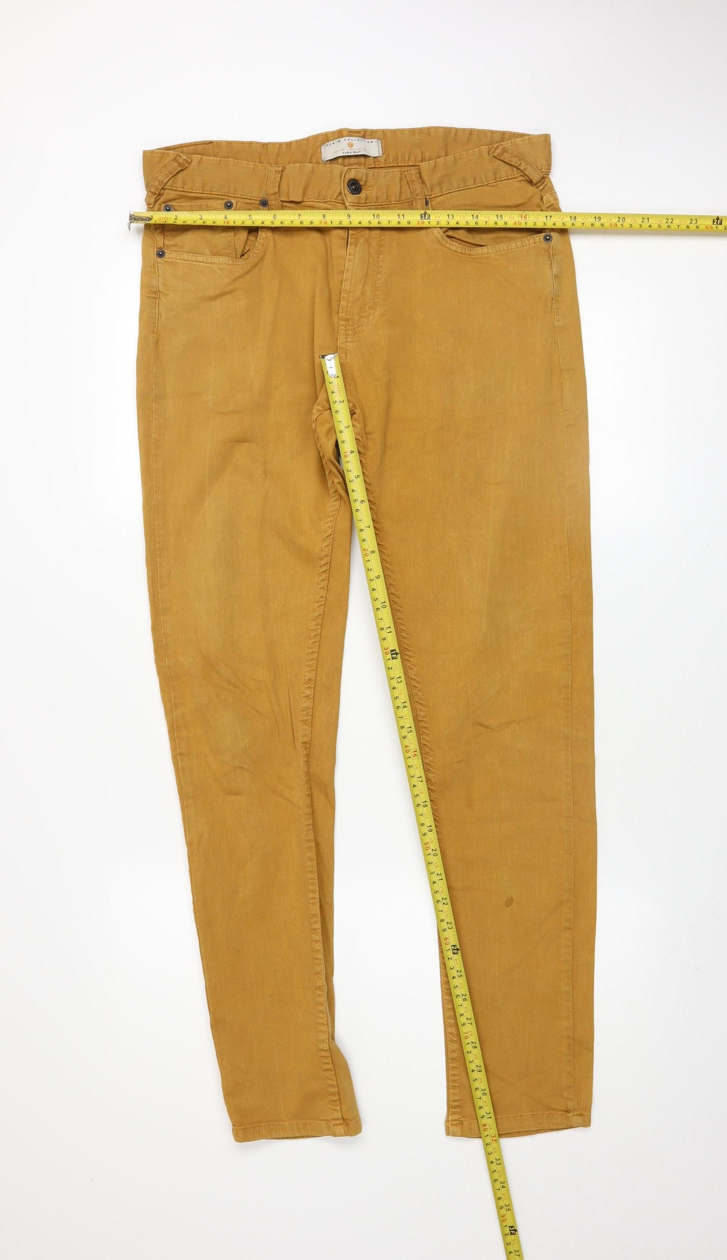 Zara Man Men's Brown 32 Slim Fit Chino Trousers Casual Cotton