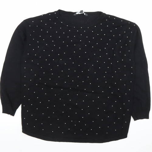 Bonmarche Women’s Black Beaded Long Sleeve Knit Top Size 18