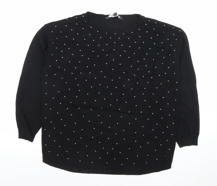 Bonmarche Women’s Black Beaded Long Sleeve Knit Top Size 18