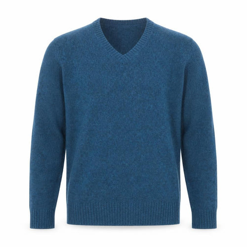 Uniqlo Men’s Blue Wool Blend V-Neck Pullover Jumper Size M