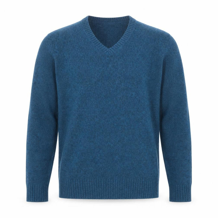 Uniqlo Men’s Blue Wool Blend V-Neck Pullover Jumper Size M