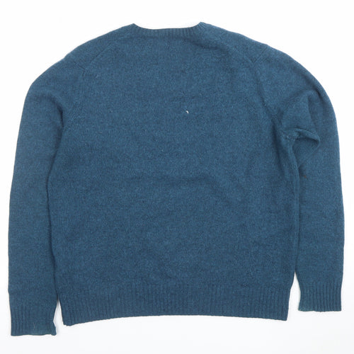 Uniqlo Men’s Blue Wool Blend V-Neck Pullover Jumper Size M