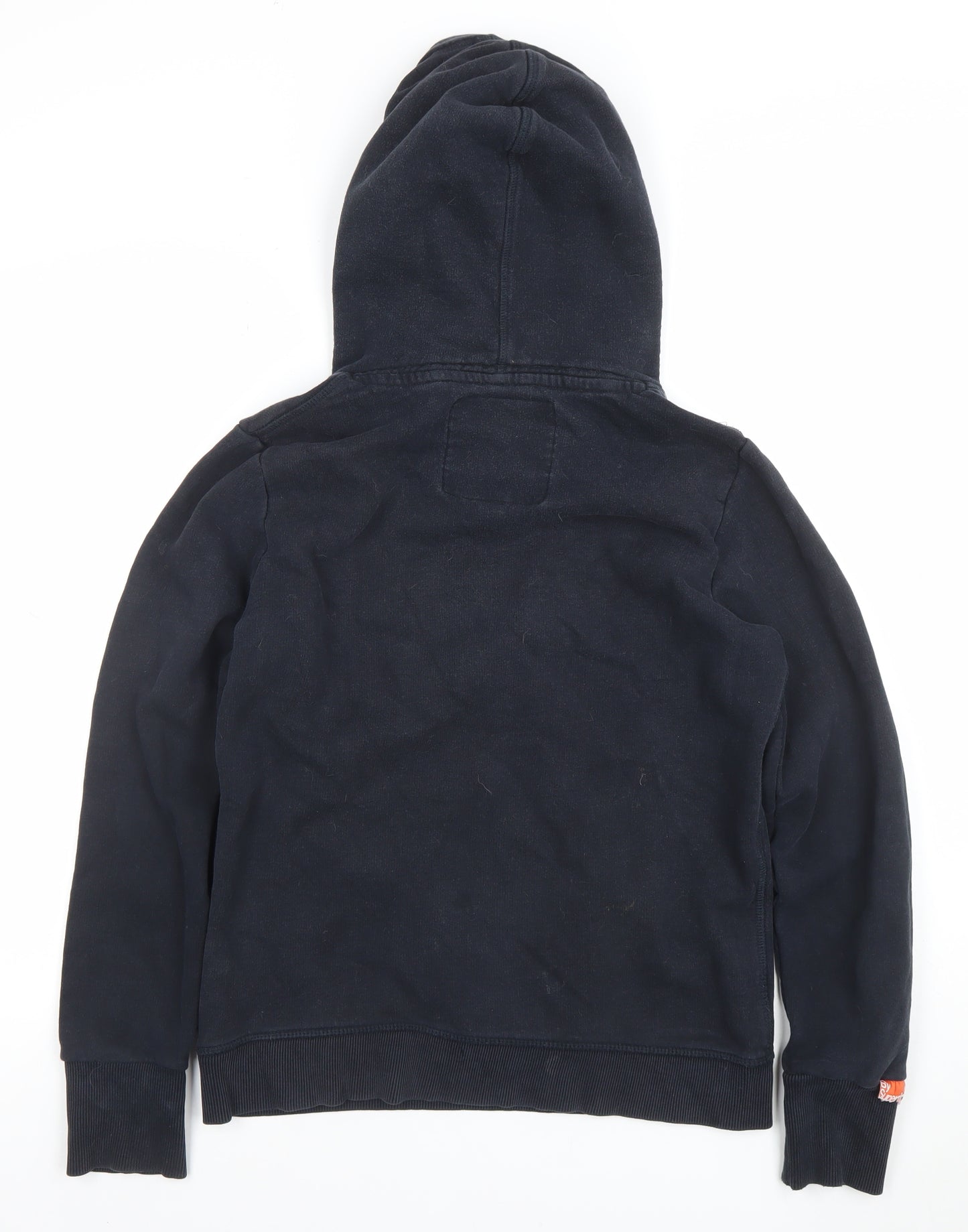 Superdry Womens Black Pullover Hoodie Large Cotton Blend Fleece Lined
