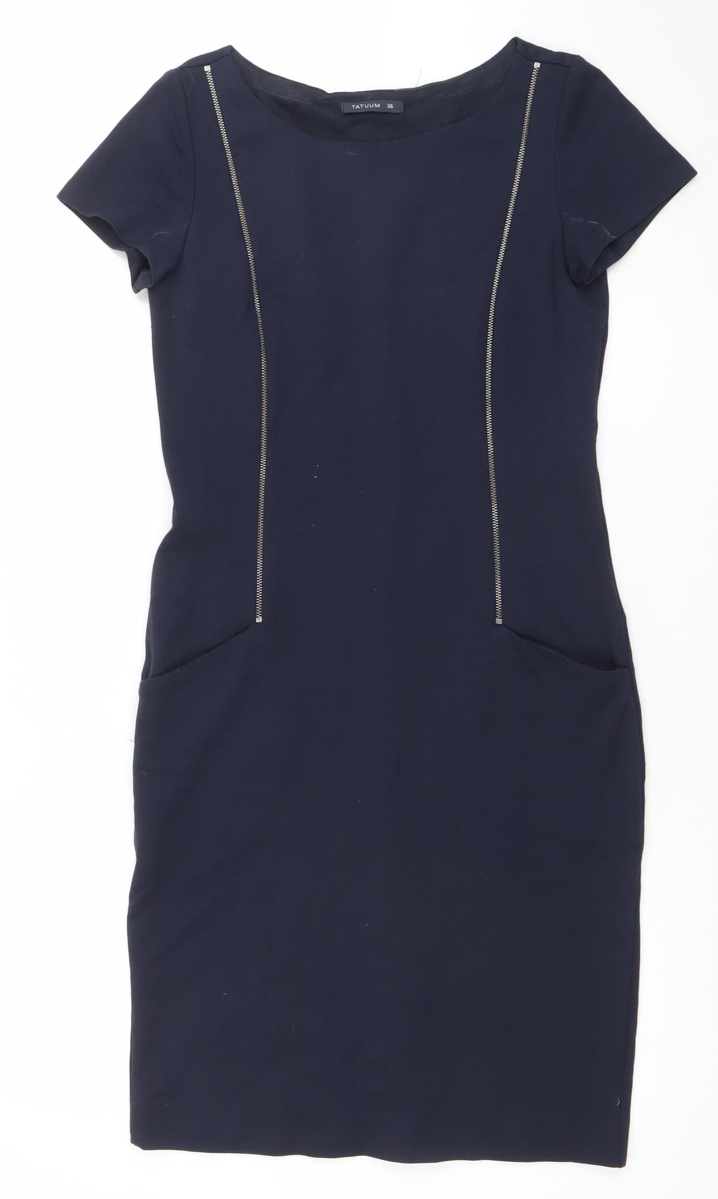 Tatuum Women's Navy Short Sleeve Sheath Dress Size 8