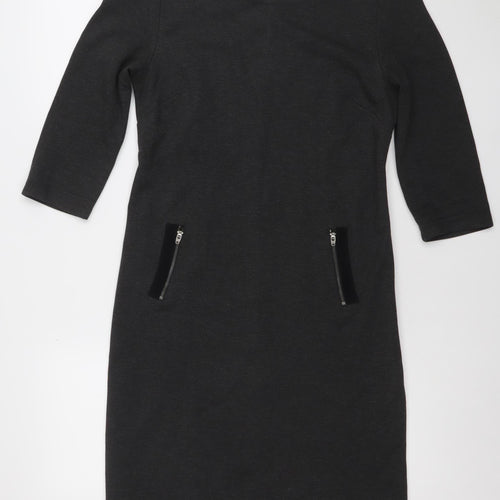 Olsen Women Black Size 10 Shift Knee Length 3/4 Sleeve Dress