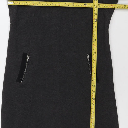 Olsen Women Black Size 10 Shift Knee Length 3/4 Sleeve Dress