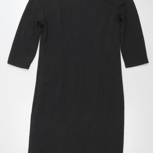 Olsen Women Black Size 10 Shift Knee Length 3/4 Sleeve Dress