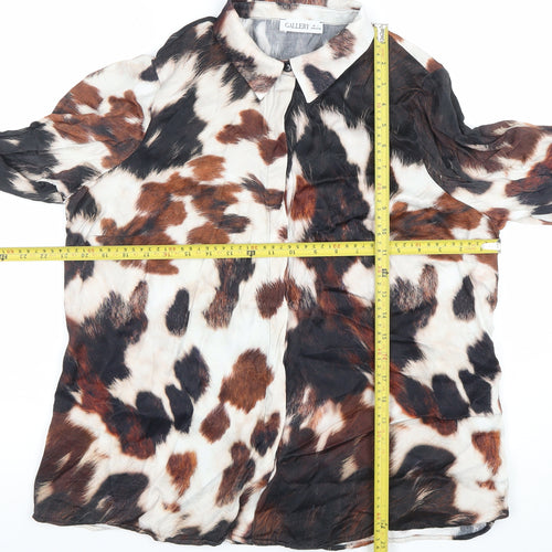 Gallery Women’s Multicoloured Animal Print Long Sleeve Viscose Blouse Size L