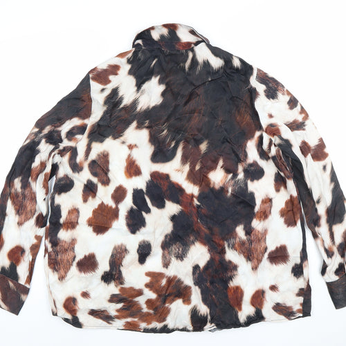 Gallery Women’s Multicoloured Animal Print Long Sleeve Viscose Blouse Size L