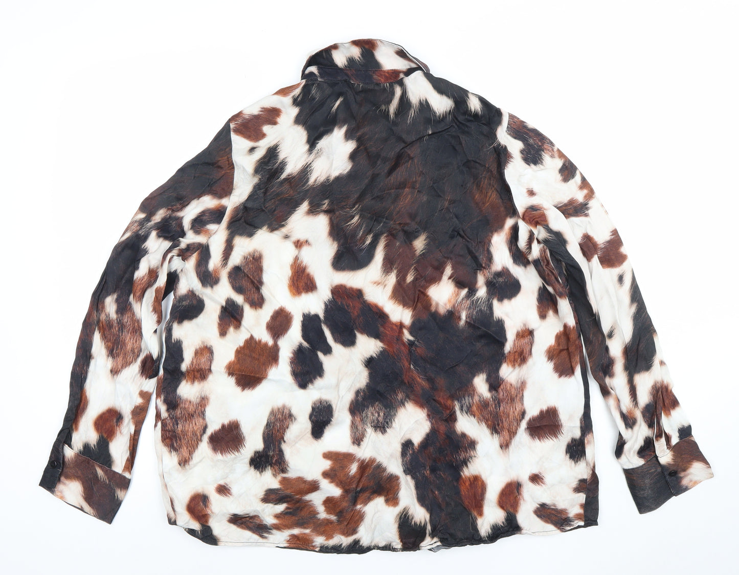 Gallery Women’s Multicoloured Animal Print Long Sleeve Viscose Blouse Size L