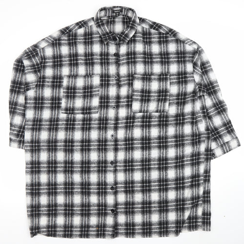 Boohoo Womens Black Check 3/4 Sleeve Shirt Dress Size 10