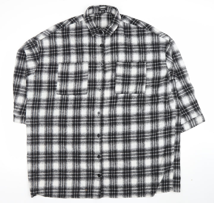 Boohoo Womens Black Check 3/4 Sleeve Shirt Dress Size 10