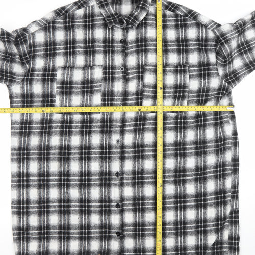 Boohoo Womens Black Check 3/4 Sleeve Shirt Dress Size 10