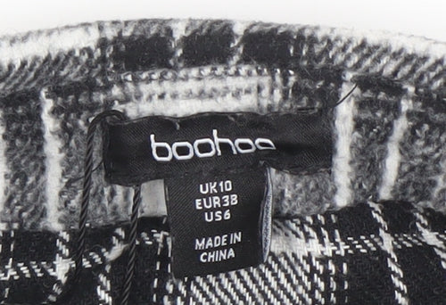 Boohoo Womens Black Check 3/4 Sleeve Shirt Dress Size 10