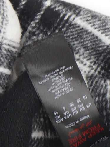 Boohoo Womens Black Check 3/4 Sleeve Shirt Dress Size 10