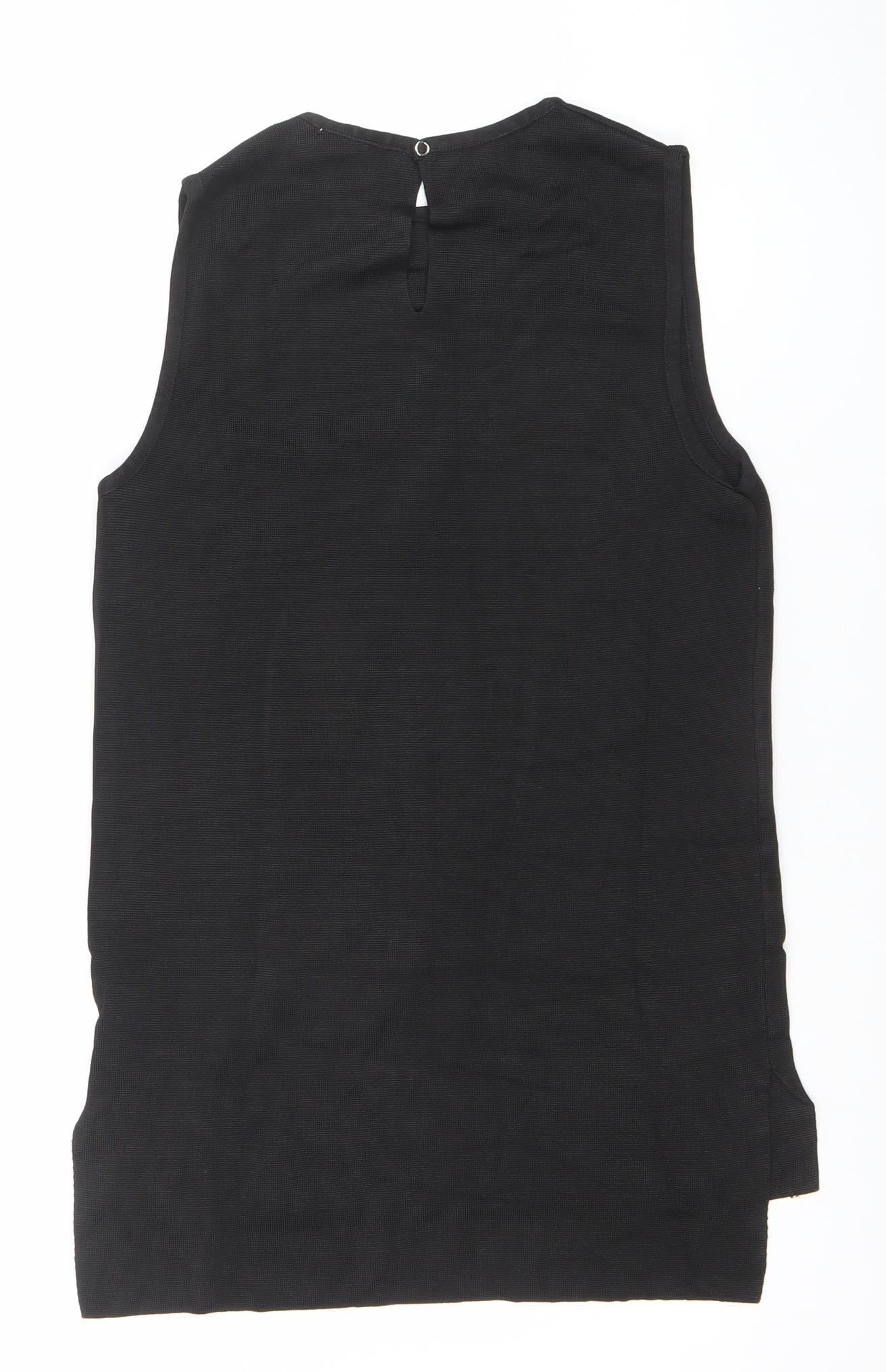 Mango Women’s Black Sleeveless Blouse XS Woven Crew Neck