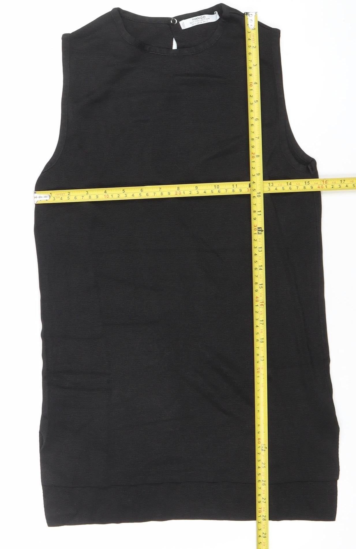 Mango Women’s Black Sleeveless Blouse XS Woven Crew Neck