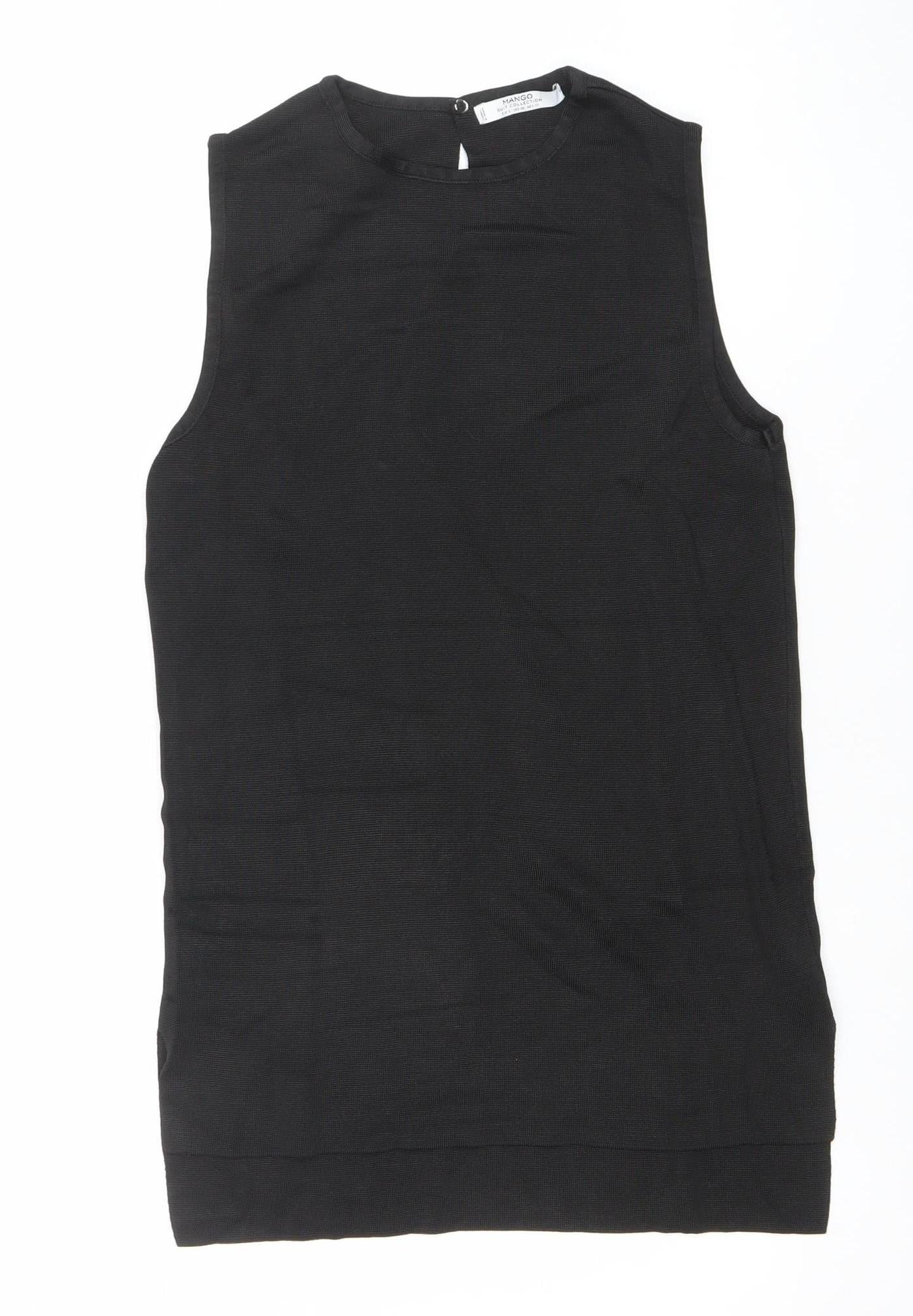 Mango Women’s Black Sleeveless Blouse XS Woven Crew Neck