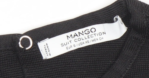 Mango Women’s Black Sleeveless Blouse XS Woven Crew Neck
