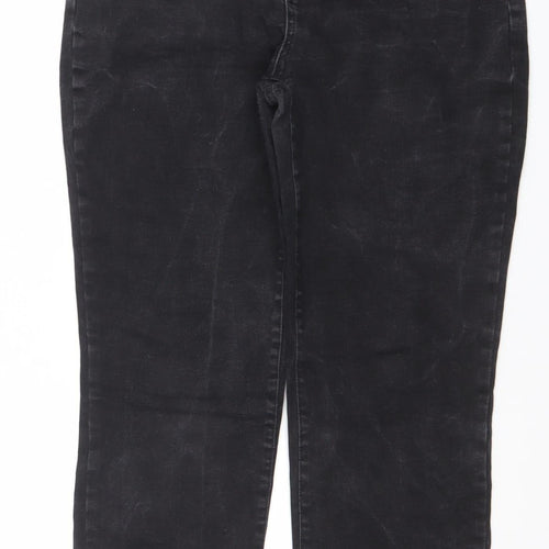Gallery Womens Black Straight Leg Jeans UK 12 Mid Rise Stretch Denim