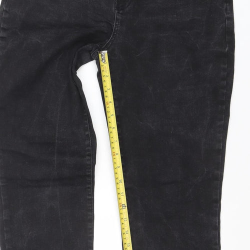 Gallery Womens Black Straight Leg Jeans UK 12 Mid Rise Stretch Denim