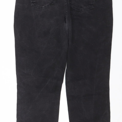 Gallery Womens Black Straight Leg Jeans UK 12 Mid Rise Stretch Denim