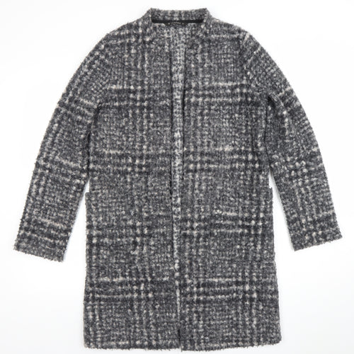 Dunnes Women Grey Check Mid-Length Coatigan Size S