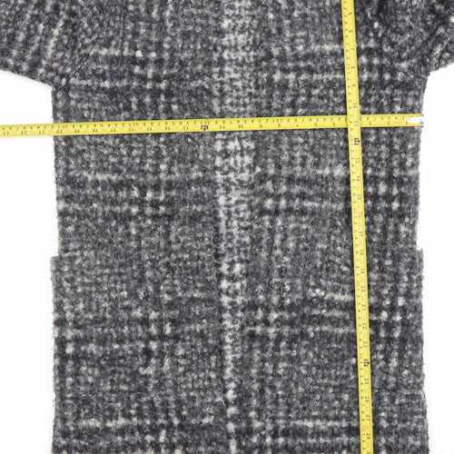 Dunnes Women Grey Check Mid-Length Coatigan Size S
