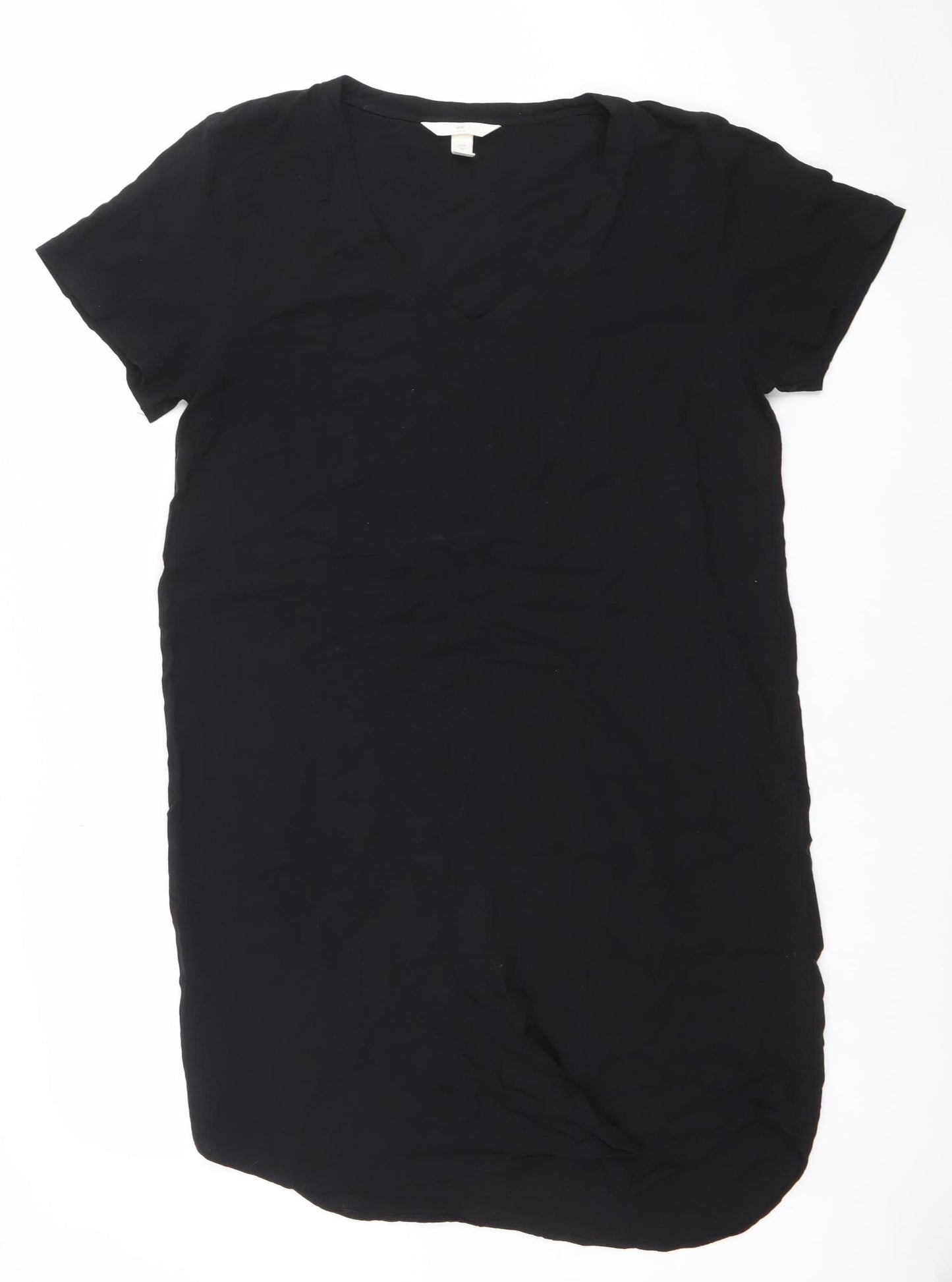 H&M Women's Black V-Neck Short Sleeve T-Shirt Dress Size 8
