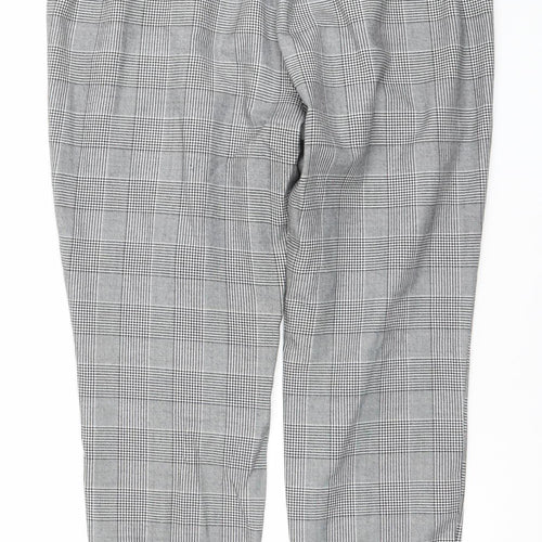 Vero Moda Women Grey Check Chino Trousers L Regular Fit