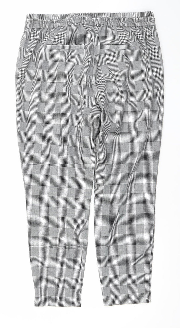 Vero Moda Women Grey Check Chino Trousers L Regular Fit