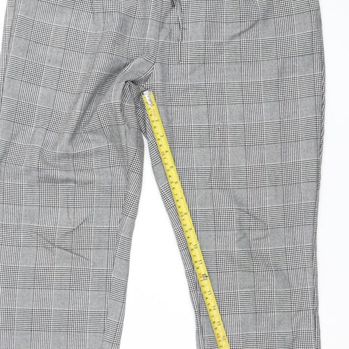 Vero Moda Women Grey Check Chino Trousers L Regular Fit