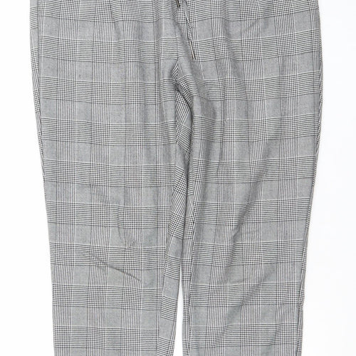 Vero Moda Women Grey Check Chino Trousers L Regular Fit