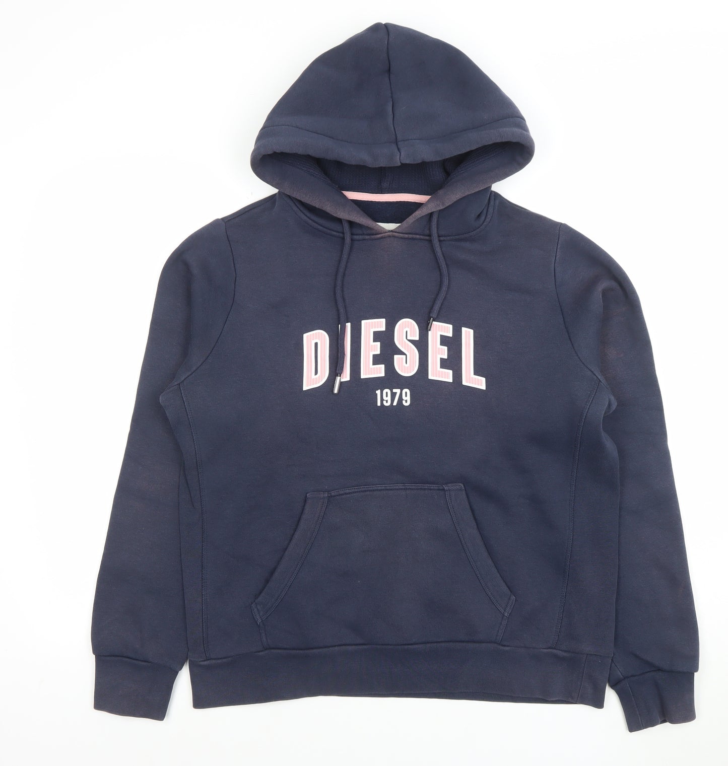 Diesel Women’s Navy Pullover Hoodie Medium Cotton Blend Authentic Logo
