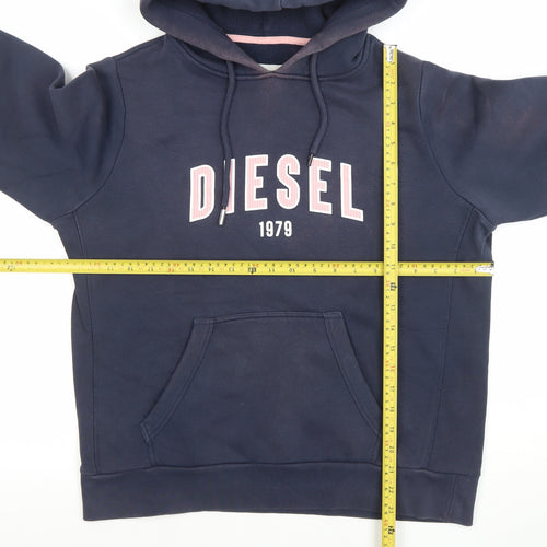 Diesel Women’s Navy Pullover Hoodie Medium Cotton Blend Authentic Logo