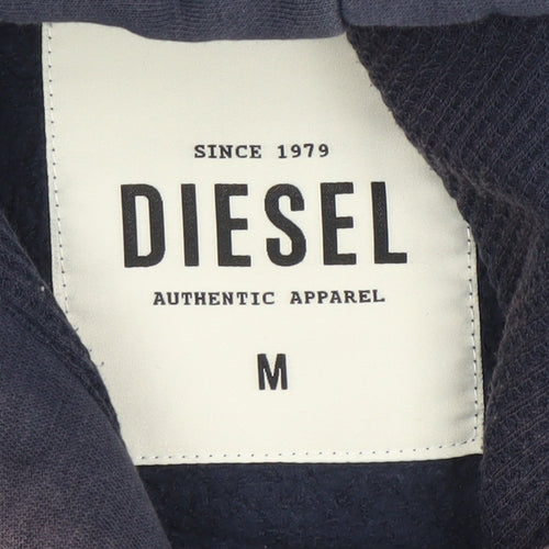 Diesel Women’s Navy Pullover Hoodie Medium Cotton Blend Authentic Logo