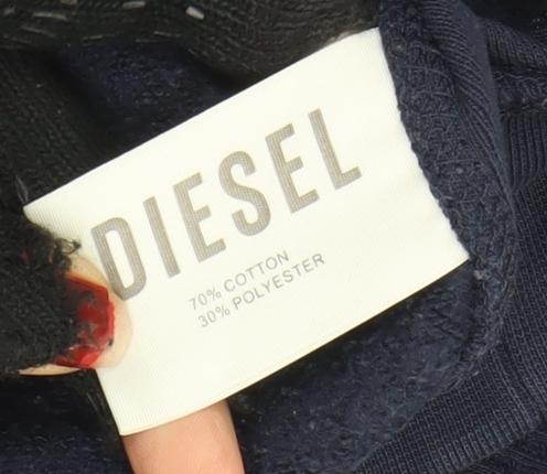 Diesel Women’s Navy Pullover Hoodie Medium Cotton Blend Authentic Logo