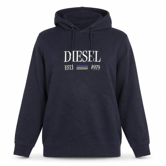 Front view of Diesel women’s black medium pullover hoodie embroidered logo
