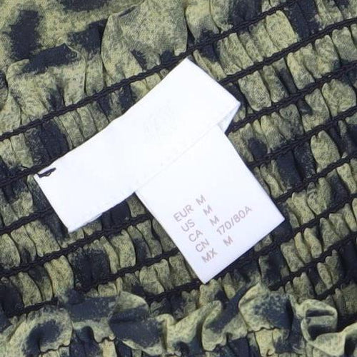 H&M Women Green Animal Print A-Line Short Skirt Size M