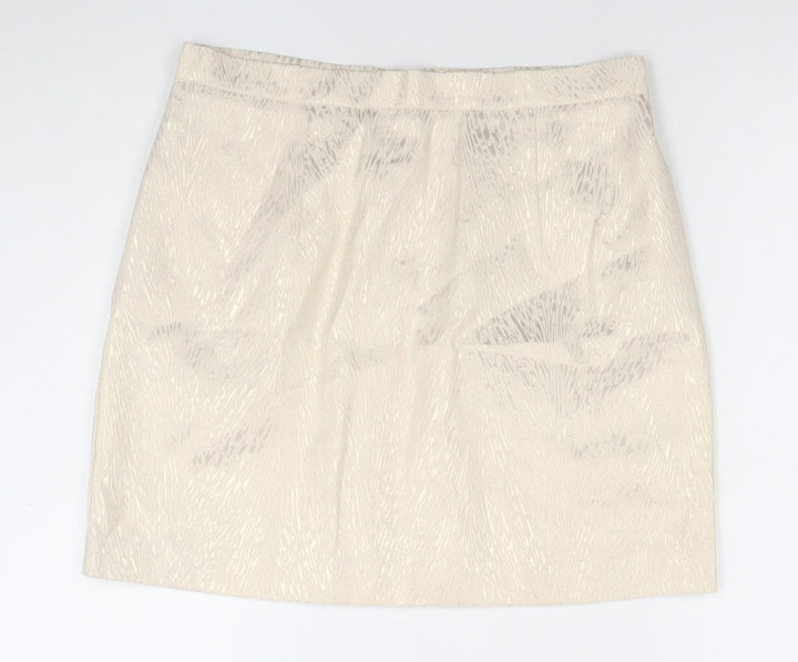 River Island Women’s Beige Size 12 Pencil Jacquard Skirt