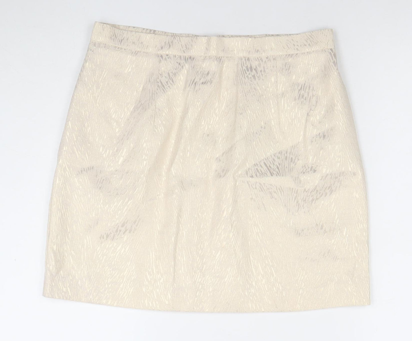 River Island Women’s Beige Size 12 Pencil Jacquard Skirt