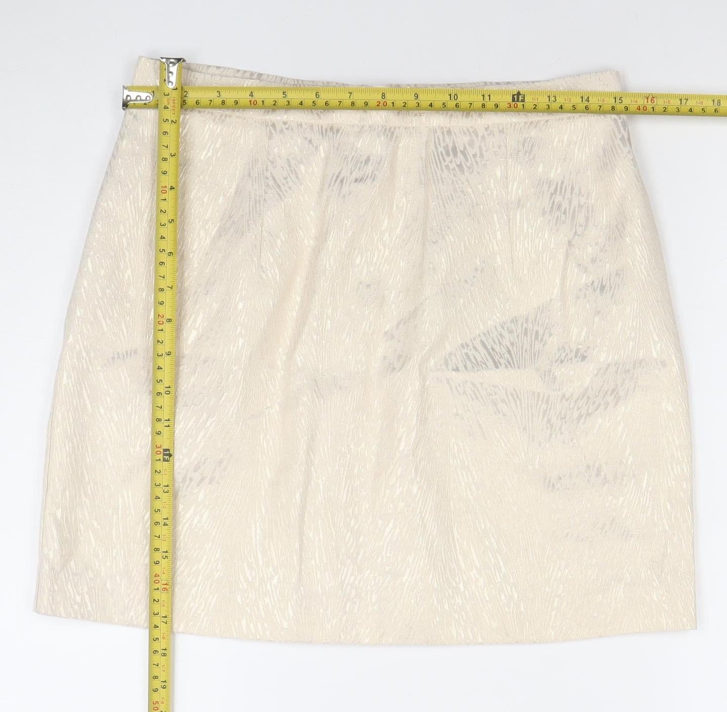 River Island Women’s Beige Size 12 Pencil Jacquard Skirt