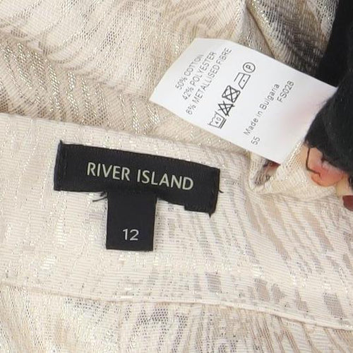 River Island Women’s Beige Size 12 Pencil Jacquard Skirt