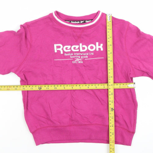 Reebok Girls Pink Logo Crew Neck Sweatshirt 8-9 Years Pullover Top