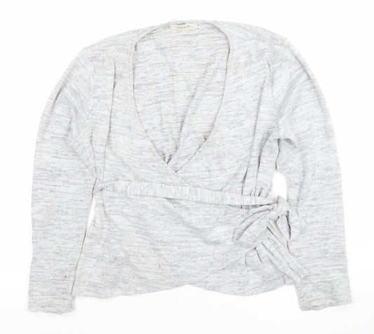 Oasis Women’s Grey V-Neck Wrap Knit Jumper Size L